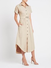 Camilla & Marc London Shirt Dress In Buff, Size 6 RRP $450