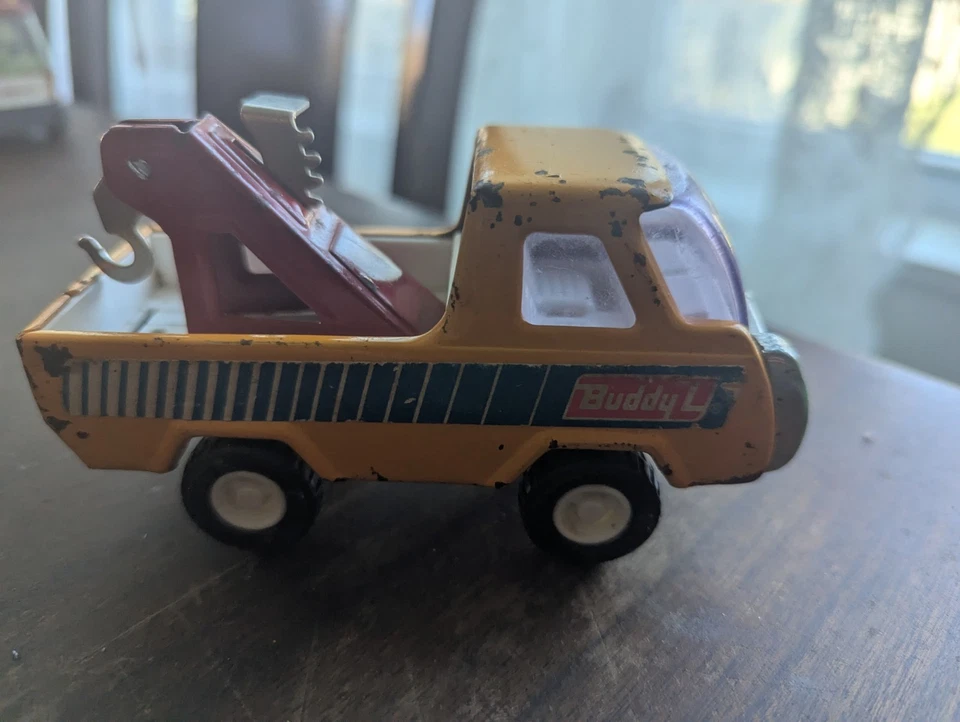 Vintage Buddy L Wrecker Tow Truck Metal Toy Orange/yellow rare color Japan  - Image 3 of 4