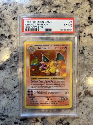 1999 Pokemon Base Set Shadowless Charizard #4 PSA 6 EX-MT WOTC Holo Rare