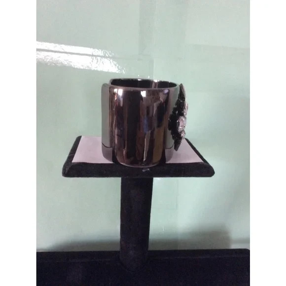 Women's Givenchy Black Cuff Bracelet with Silver Rhinestones thumbnail 3