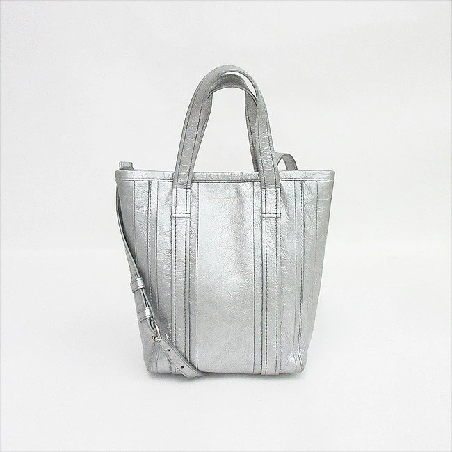 Balenciaga Barbes Shopper S 2Way Bag Hand Long Shoulder Crossbody 672983 Silver