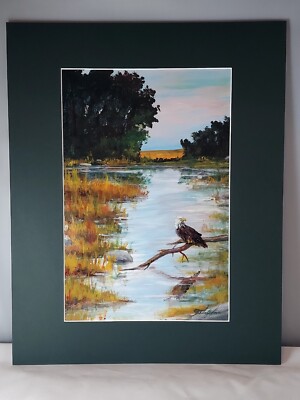 Prison Art Acrylic Painting Of An Eagle Resting Over The Water