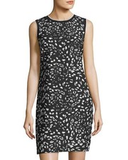 NWT $129 Vince Camuto Animal Whispers Rich Black Sleeveless Shift Dress size 4