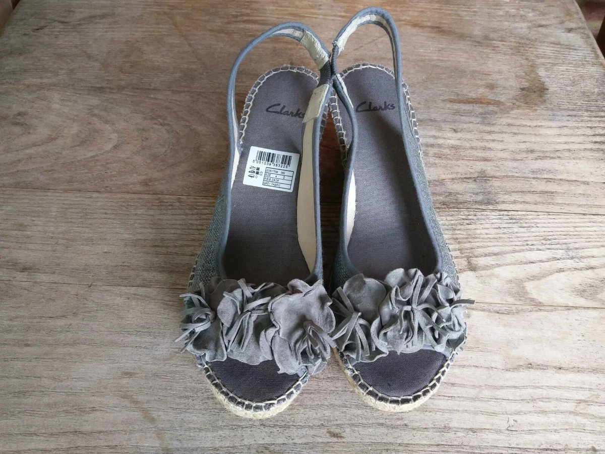 Clarks grey wedge sandals cheap