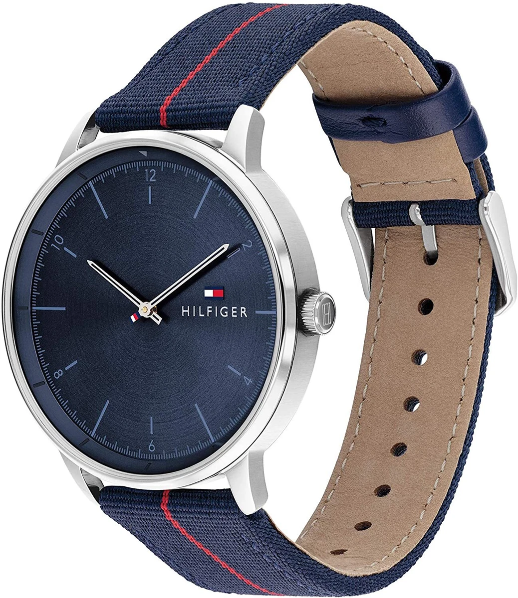 Tommy Hilfiger Hendrix Blue Dial Fabric/ Leather Men\'s Watch - 1791844 |  eBay