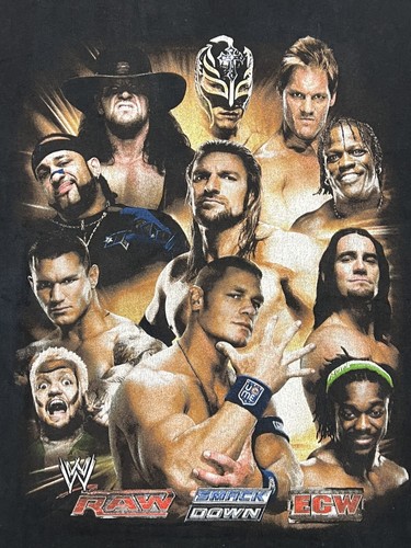 WWE Raw T-Shirt Superstars & Legends Large Rare Vintage 2007 ECW Smackdown - Picture 2 of 5