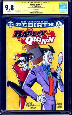   CGC 9.8 HARLEY QUINN #1 RICK BURCHETT SIGNED SKETCH COVER BATMAN JOKER BTAS
