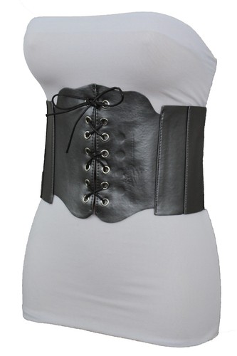 Women Gunmetal Pewter Elastic Fashion Wide Corset Belt Waist Plus Size M L XL - Picture 13 of 15