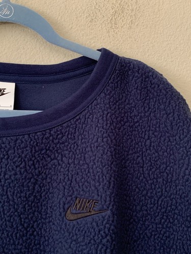 Nike Men's Sz L Fleece Sherpa Winterized Sweatshirt Pullover Blue FB8378-410 - Picture 3 of 10