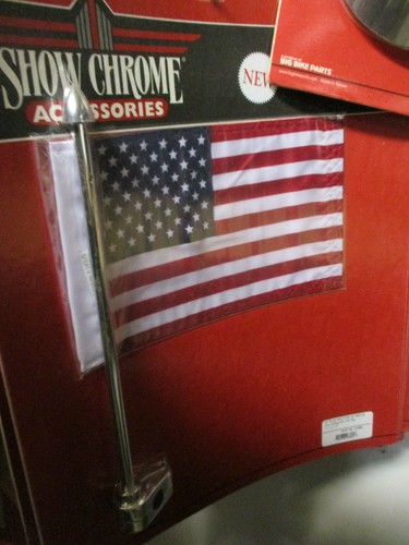 MOTORCYCLE ACORN top FLAG POLE & AMERICAN FLAG mounts 1/2" TUBE trunk rack - Bild 2 von 6