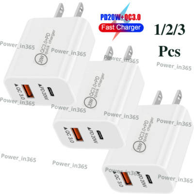 For iPhone 14 13 12 11 XR 8 20W Fast Charger Block USB Type C Wall Power Adapter