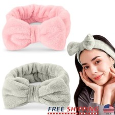 Hair Headbands Women Bow Makeup Spa Shower Elastic Face Washing Bands 2Pcs New