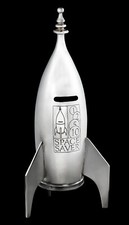 Rocket Ship Space Vehicle Saver Coin Piggy Bank 9.5" Art Deco Spaceship Model
