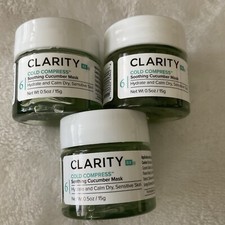 Clarity Cold Compress Soothing Cucumber Mask LOT 3 x .5oz ea 1.5 Oz Travel Sz