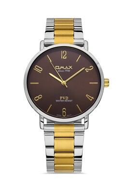 OMAX MEN'S WATCH SEIKO MVMT, 2 TONE BAND & BRONZE DIAL, S. STEEL