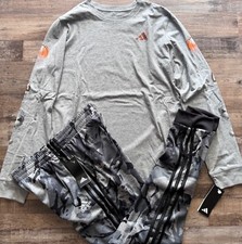 NWT adidas Boys YXL Gray/Black Long Sleeve Sports Jogger Pants Set XL