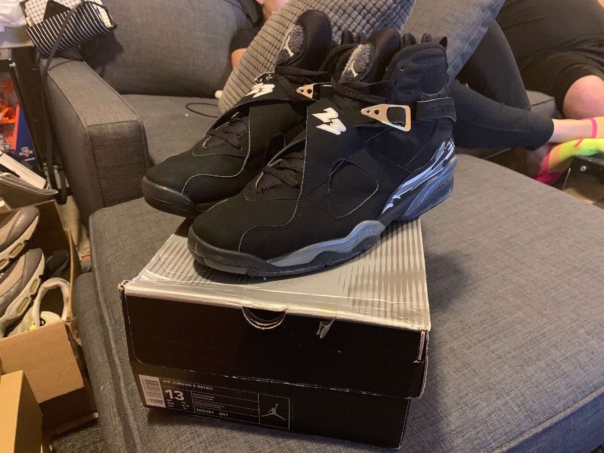 Men's 2003 Nike Air Jordan VIII Retro Chrome SZ 13 Black Silver