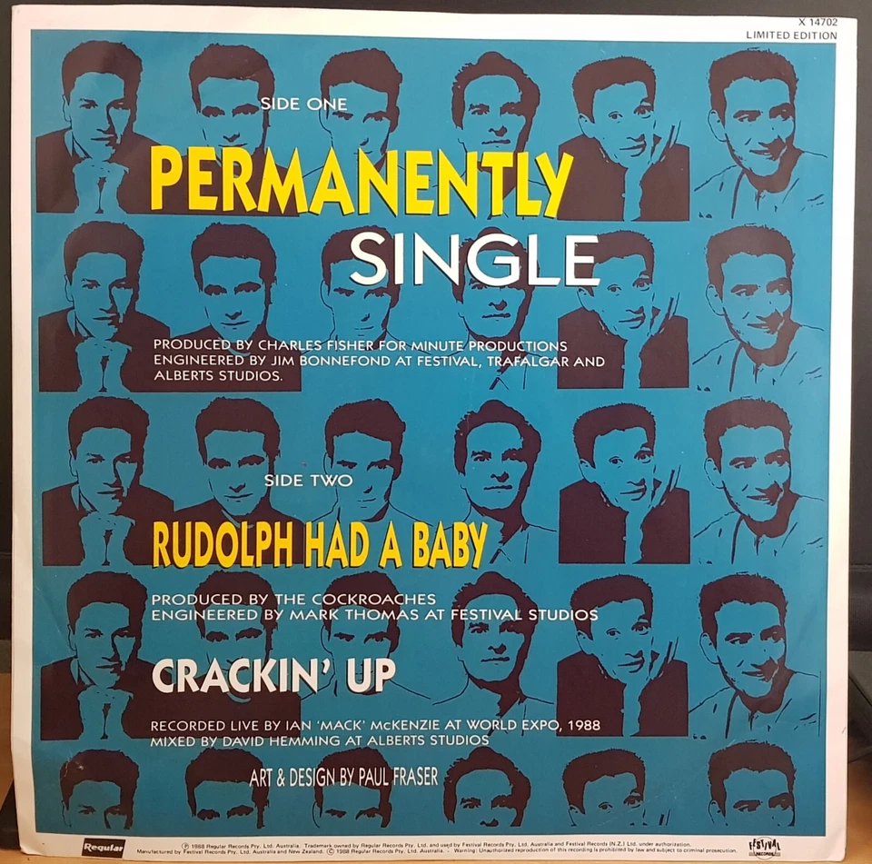 The Cockroaches (Wiggles) – Permanently Single -1988 12" single record excellent - Image 2 of 3