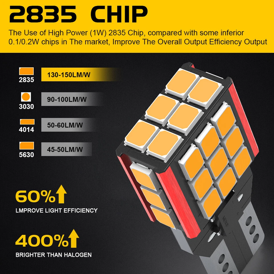 Светодиодный фонарь Canbus без ошибок 921 желтый задний указатель поворота для Audi A5 Quattro - Изображение 4 из 4