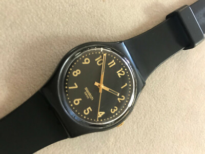 Swatch 腕時計 Swatch Watch Golden Tac GB274 Quartz Swiss Black 34mm Good