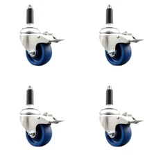 3.5 Inch 316SS Solid Poly Swivel 3/4 Inch Expanding Stem Caster Set Lock Brake
