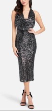 NWT bebe Women's Cowl Neck Sequin Midi Dress S Reg. 159