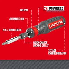 Electric Cordless Rechargeable Screwdriver Set 4V Battery USB Port 300 RPM LED