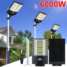 6000W Commercial Solar Street Light Lamp Dusk to Dawn For Parking Lot Garden US