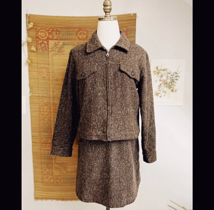 Vintage tweed sales skirt suit
