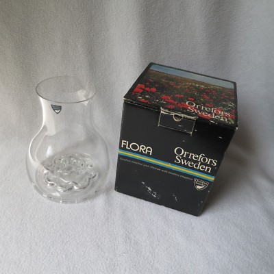 Orrefors Sweden FLORA Glas-Vase 2425/14 Design Olle Alberius OVP 15cm hoch