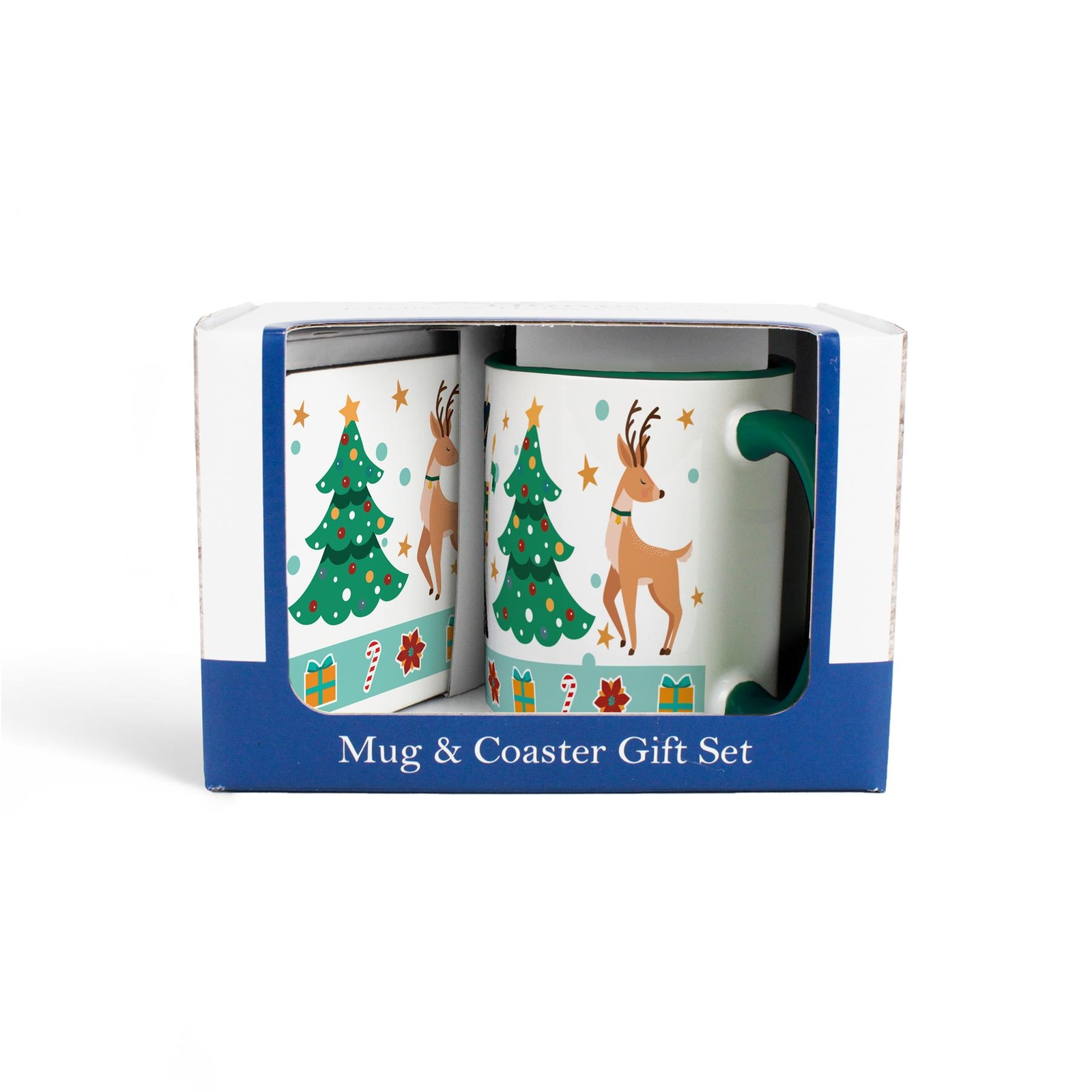 Green Nutcrackers & Reindeer Ceramic Mug & Coaster Novelty Christmas Gift Set