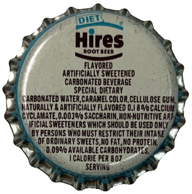Vintage 1970s Diet Hires Root Beer Bottle Caps - Original Set of 10 Cork Lined