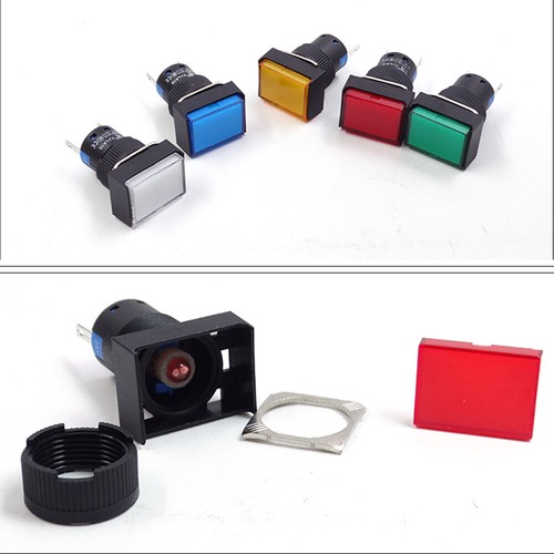 16mm Rectangle LED Signal Light 12V/24V/220V Indicator Light Detector 5 Colors - Picture 4 of 9