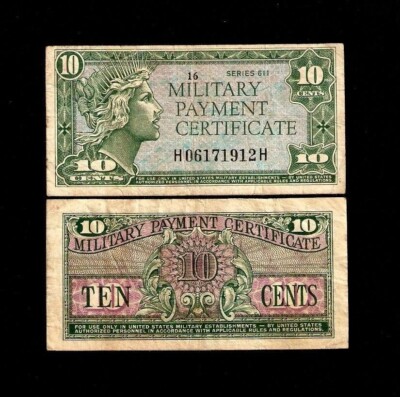 US MPC 10 CENTS P-M51 1964 US Series# 611 Military Payment United