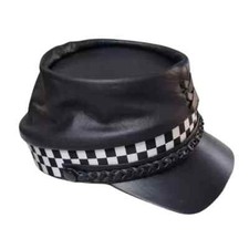 Black Leather Kepi American Civil War Confederate Military Cap Replica