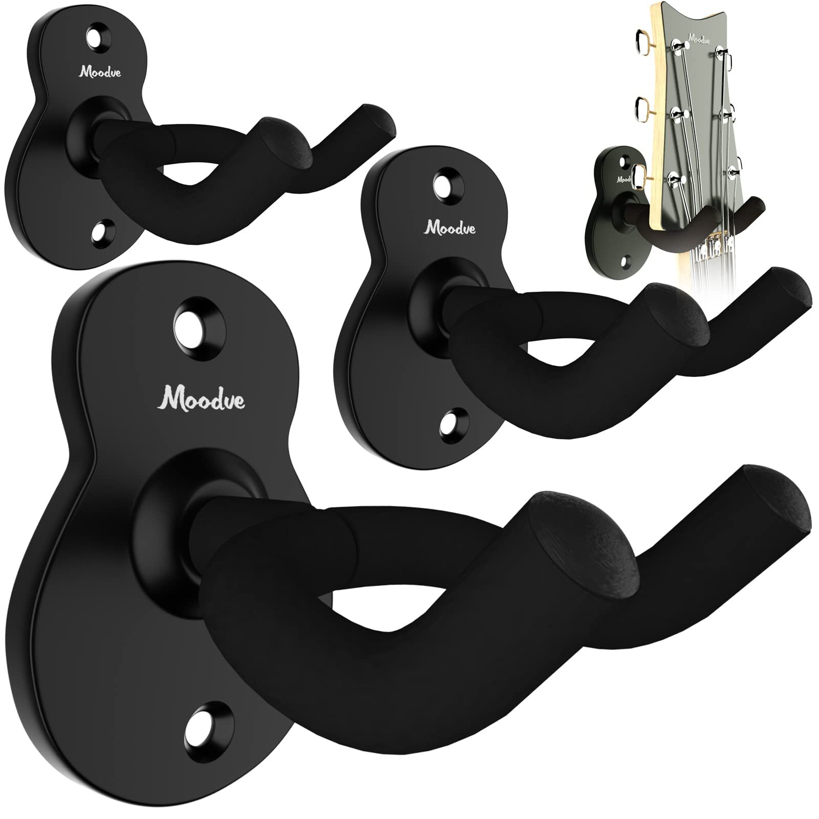 Guitar Wall Mount Hanger 4-Pack Moodve Metal Guitar Hanger Guitar-Shaped Guit...