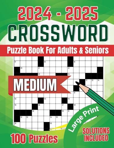 2024-2025 Crossword Puzzle Books For Adults Large Print 100 Puzzles With Solutio - Picture 2 of 3