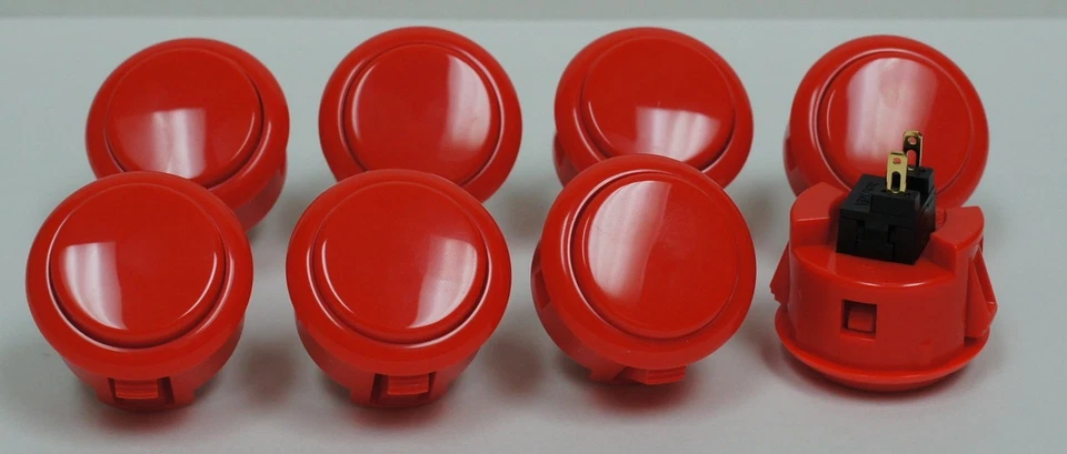 8 pcs Sanwa Genuine Buttons Red and Joystick OBSF-30 Video Game Arcade Parts - Image 3 of 4