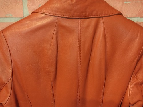Vtg 70's Leather Long Coat Women's Size 8 Retro Brown Button Down Jacket Trench - Picture 13 of 23