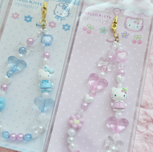 Hello Kitty 90's Series Cell Phone Décor Beads Strap Charm Pink & Blue - 第 5/10 張圖片