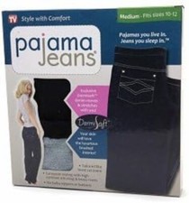 Women's PAJAMA JEANS Dark Blue Denim Soft Stretch Pants Size Medium 10/12  NWT
