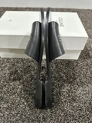 Celine x Hedi Slimane Studded Logo Black Leather Sandal | eBay display picture 2