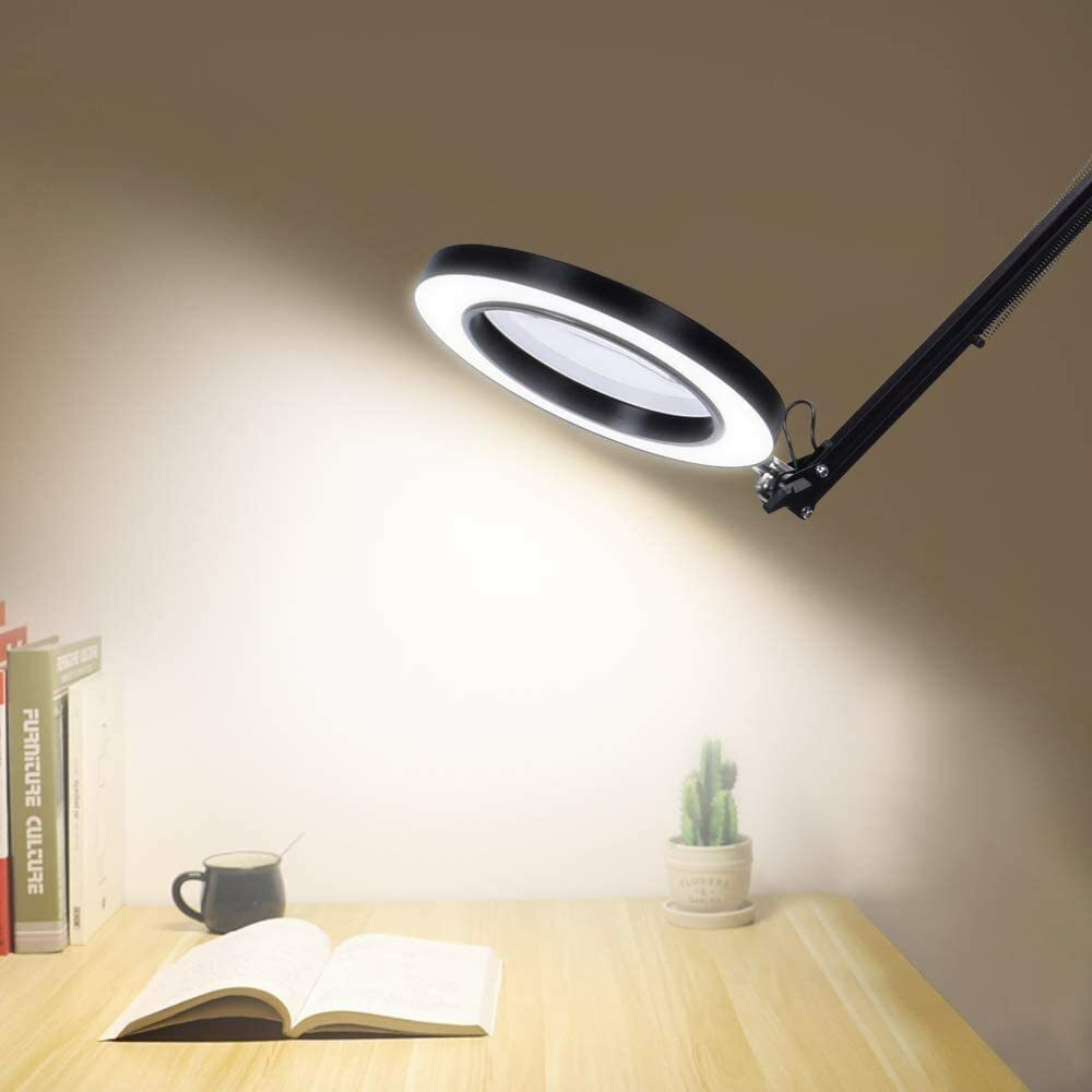 USB LED 5X Magnifying Glass Desk Lamp Magnifier Led Lamp With 3 Dimming ...