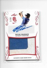 2017 Leaf Perfect Game Devin Warner Red 2 Color Patch Auto Autograph 1/10