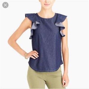 chambray ruffle top