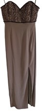 ATH NWT Formal Dress W/ beaded Bodice Deep Front Slit Color:coffee Women’s Sz 8*