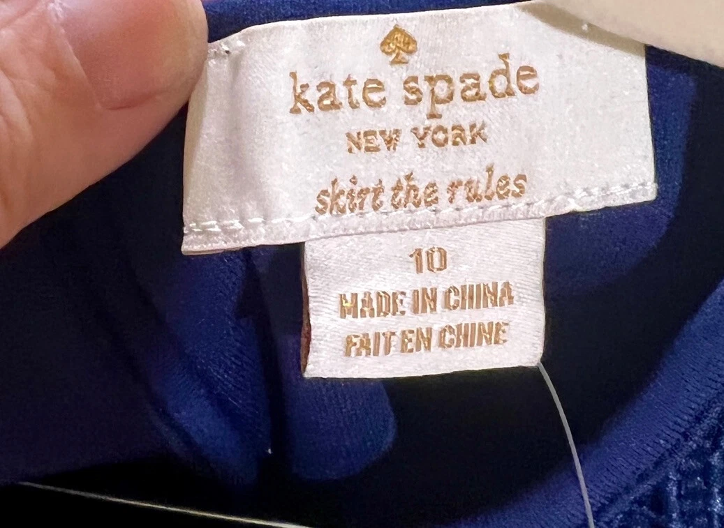 Abito blu navy Kate Spade con cambio pizzo cuore ragazza taglia 10 nuovo con etichette nuovo con etichette
