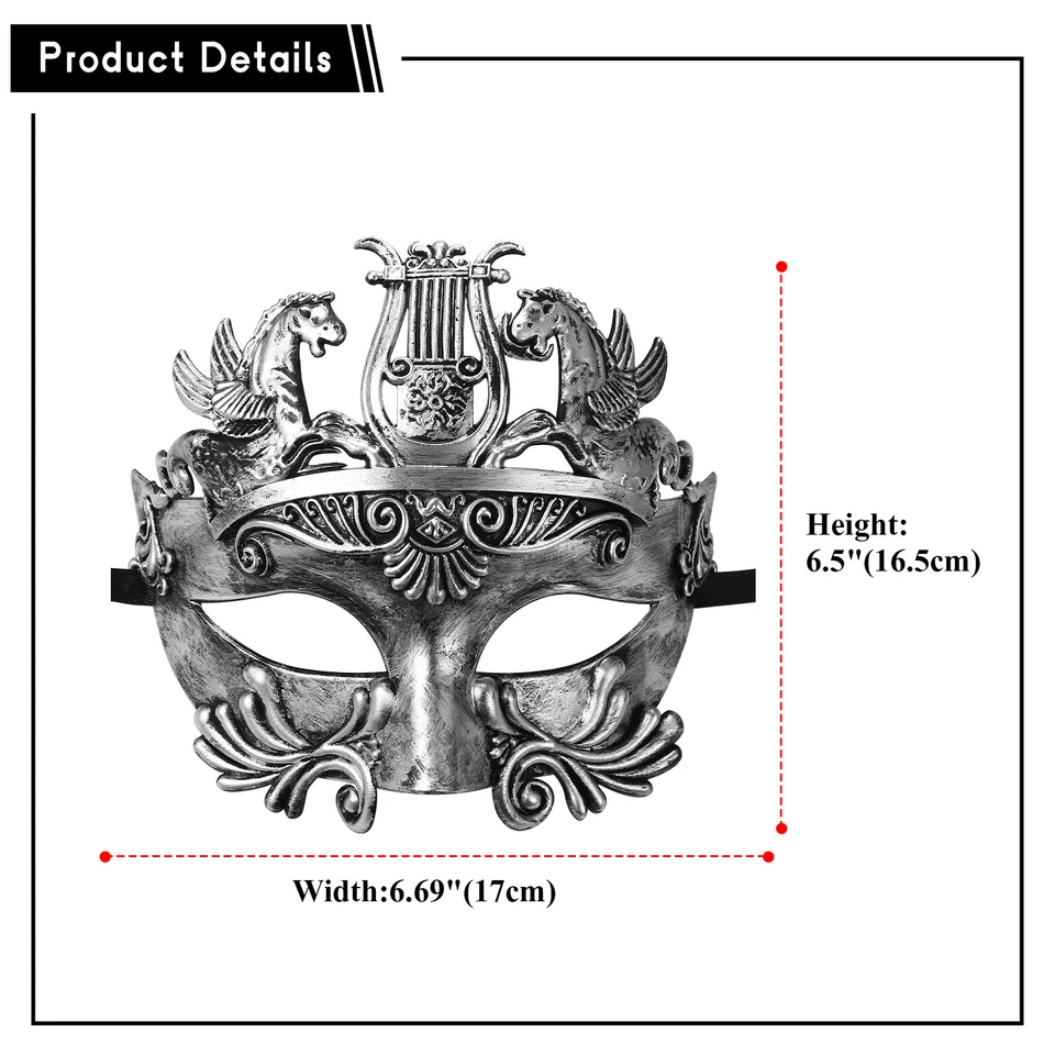 Máscara de Mascarada Para Hombre Soldado Griego Romano Veneciano Vintage Máscara Fiesta Disfraz Foto 2 de 4