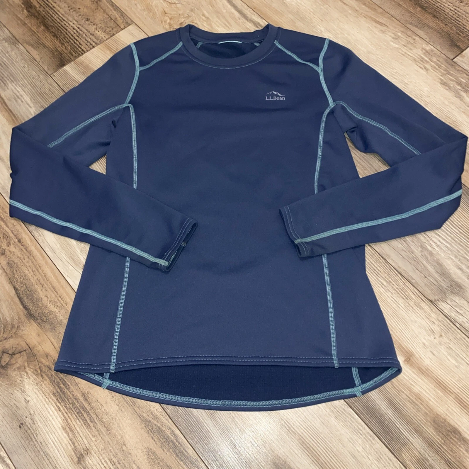 LL Bean Shirt Size Small Blue Thermal Base Layer Long Sleeve Outdoors Mens