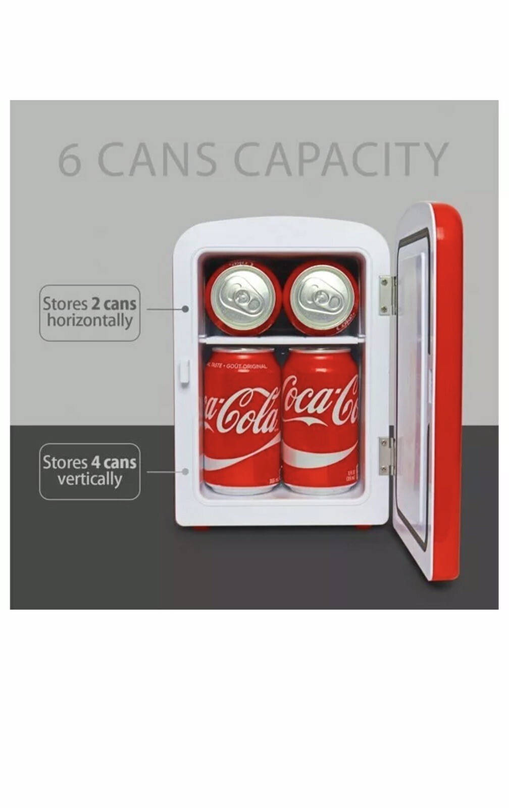 NEW 6 Can Cooler/Mini Fridge Car Office Personal Portable, Coca-Cola, 4 Liter